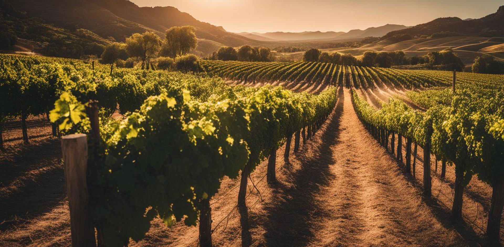 A rows of vines in a vineyard